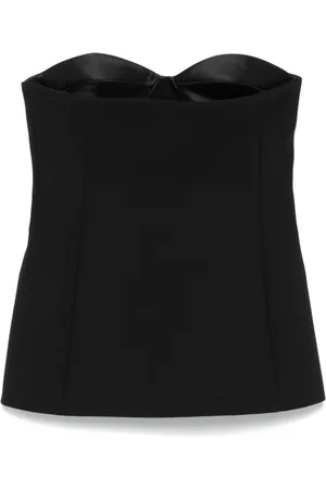 Khaite Tops, Dames, Zwart, 2Xs, Strapless Sweetheart Neck Layered Top