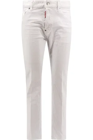 Dsquared2 Jeans, Heren, Wit, XS, Katoen, Witte Broek Metalen Knoopsluiting Italië