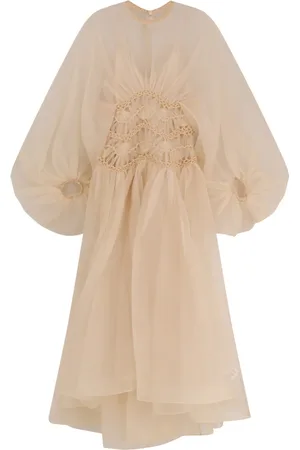 ZIMMERMANN Kleedjes, Dames, , S, Geborduurde Ballonmouw Zijden Jurk