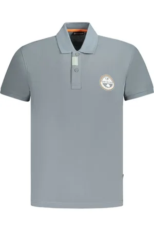 Napapijri Tops, Heren, Grijs, L, Polo Shirt met Contrastdetails