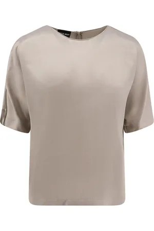 Giorgio Armani Blouses & Shirts, Dames, Grijs, M, Stijlvolle Grijze T-shirts en Polo