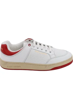 Saint Laurent Schoenen, Heren, Wit, 39 EU, Leer, Witte Leren Sneakers Veters Rubber Zool