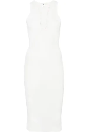 Elisabetta Franchi Kleedjes, Dames, , S, Gebreide Zwarte Gekruiste Bandjes Jurk
