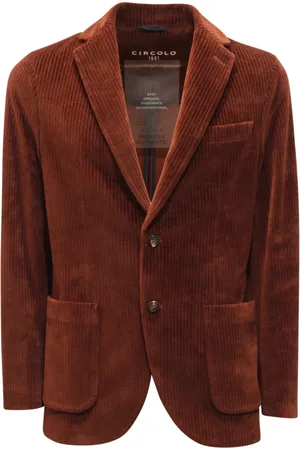 Circolo Jassen, Heren, Bruin, S, Ribfluwelen Velvet Jacket Pecan Kleur