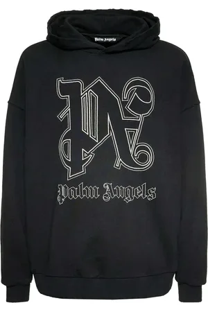 Palm Angels Sweatshirts & Hoodies, Heren, Zwart, M, Katoen, Zwarte hoodie met lange mouwen