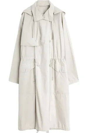 LEMAIRE Mantels, Heren, Wit, S, Beige Dubbel-Borst Hooded Buitenkleding