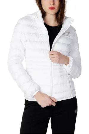 EA7 Jassen, Dames, Wit, M, Polyester, Witte Polyester Jas & Mantel