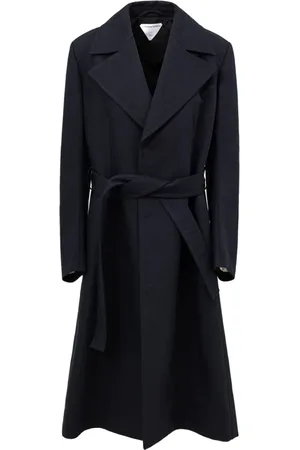Bottega Veneta Mantels, Dames, Blauw, M, Katoen, Blauwe Katoenen Canvas Trenchcoat