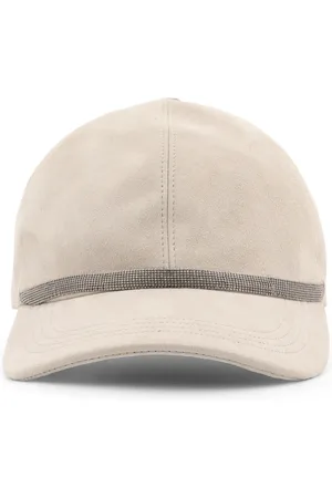 Brunello Cucinelli Accessoires, Dames, , S, Katoen, Iconische Hoeden met Verstelbare Leren Band