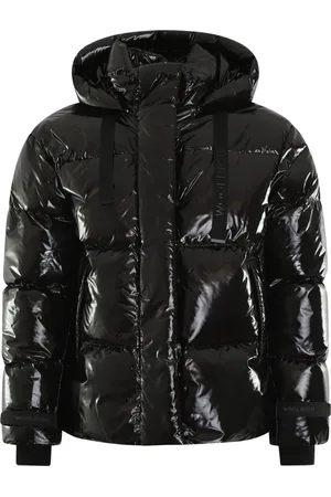 Woolrich Jassen, Dames, Zwart, L, Glanzende Lange Parka voor Dames