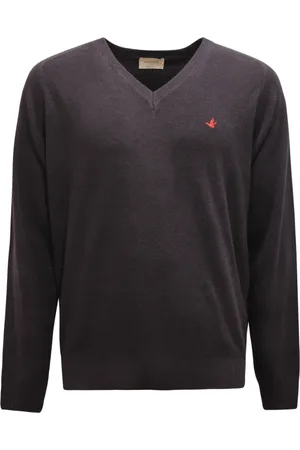 BROOKSFIELD Truien, Heren, Grijs, M, Wol, V-hals Wollen Trui Grijs/Blauw