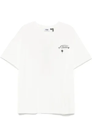 GCDS Tops, Heren, Wit, S, Wit Logo Print Crew Neck T-shirt