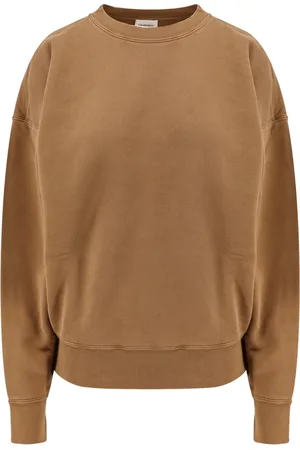 Saint Laurent Sweatshirts & Hoodies, Dames, Bruin, M, Katoen, Bruine Geribbelde Trui Italiaans Katoen