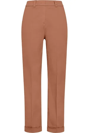 Peuterey Broeken, Dames, Bruin, 2Xs, Katoen, Katoenen Stretch Straight Leg Broek