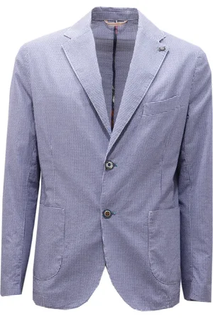 BOB der Bär Jassen, Heren, Blauw, L, Katoen, Katoenen jas in blauw pied de poule