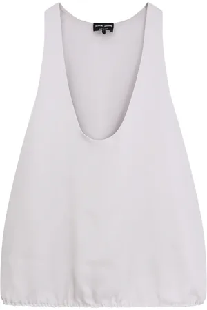 Giorgio Armani Tops, Dames, Grijs, L, Zijden Mouwloze Tops en Polos