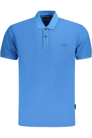 Napapijri Tops, Heren, Blauw, S, Katoen, Blauw Poloshirt met Borduursel en Print