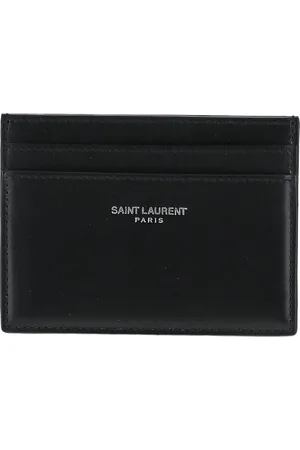 Saint Laurent Accessoires, Heren, Zwart, ONE Size, Leer, Leren Kaarthouder Heren Accessoires