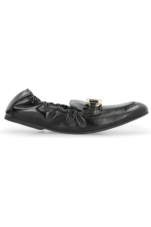 Salvatore Ferragamo Schoenen, Dames, Zwart, 38 1/2 EU, Leren loafers met ronde neus