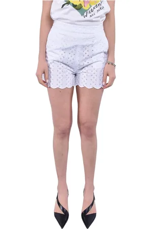 MVP Wardrobe Korte broeken, Dames, Wit, 2Xs, Hoge taille kanten Bermuda shorts