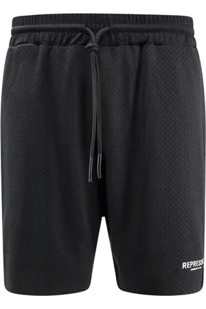 Represent Korte broeken, Heren, Zwart, L, Polyester, Zwarte Elastische Taille Shorts