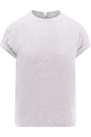 Brunello Cucinelli Tops, Dames, Grijs, M, Katoen, Grijze T-shirts en Polo