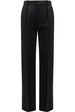Saint Laurent Broeken, Heren, Zwart, M, Wol, Zwarte Wol Haak Rits Broek