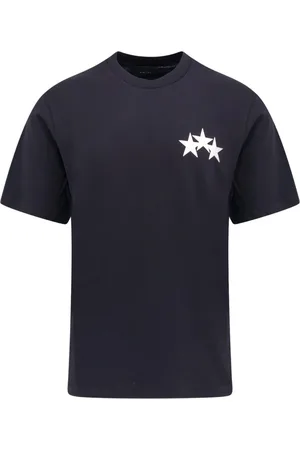 AMIRI Tops, Heren, Zwart, M, Katoen, Zwarte T-shirts en Polos met Drie Sterren