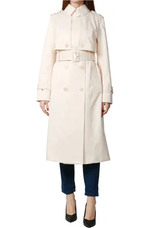 Elisabetta Franchi Mantels, Dames, Geel, S, Polyester, Gouden Detail Jas met Logo Sluiting