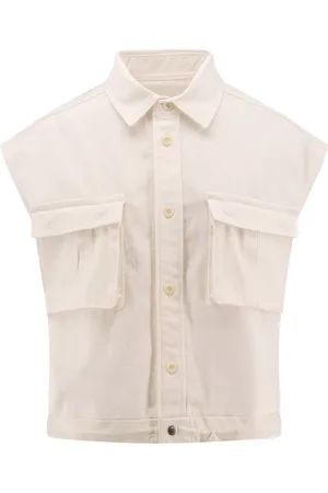 SACAI Blouses & Shirts, Dames, , M, Katoen, Witte Overhemd met Knoopsluiting en Koordzoom