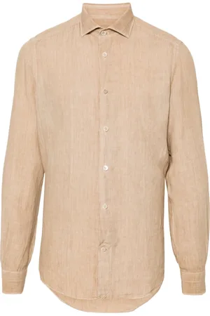 ELEVENTY Overhemden, Heren, , XL, Linnen, Casual Linnen Overhemd met Lange Mouwen