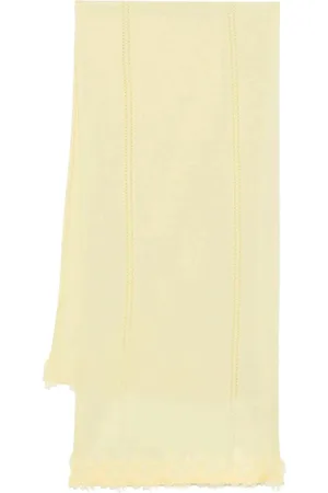 ERMANNO SCERVINO Accessoires, Dames, Geel, ONE Size, Polyester, Gele Kantapplicatie Sjaal, Kruisstijl
