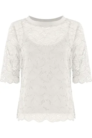 Kocca Blouses & Shirts, Dames, Wit, M, Kanten Laagjesblouse