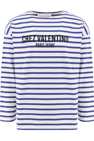 VALENTINO Tops, Heren, Blauw, M, Katoen, Blauwe T-shirts en Polos