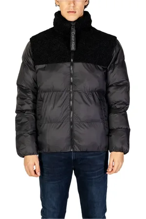 Calvin Klein Jassen, Heren, Zwart, L, Polyester, Sherpa Puffer Jas Mannen Herfst/Winter