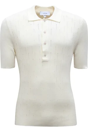 LARDINI Tops, Heren, Wit, M, Katoen, Elegante Gebreide Shirt Made in Italy