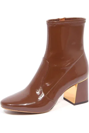 Tory Burch Schoenen, Dames, Bruin, 36 EU, Leer, Stretch Patent Enkellaarzen met Zijrits