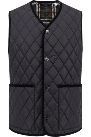 Burberry Jassen, Heren, Zwart, L, Nylon, Zwarte Jassen met Fluweel Afwerking