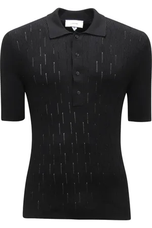LARDINI Tops, Heren, Zwart, M, Geperforeerde Italiaanse Stijl Model Shirt