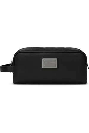 Dolce & Gabbana Tassen, Heren, Zwart, ONE Size, Zwarte Leren Toilettas