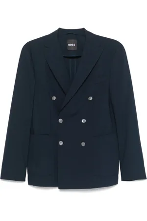 HUGO BOSS Jassen, Heren, Blauw, M, Navy Dubbel-Borst Jas