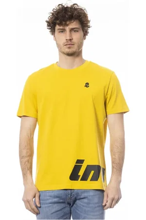 Invicta Tops, Heren, Geel, M, Korte Mouw T-shirt met Logoprint