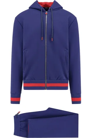 Kiton Sport, Heren, Blauw, M, Katoen, Blauwe Jurken met Hoodie en Rits