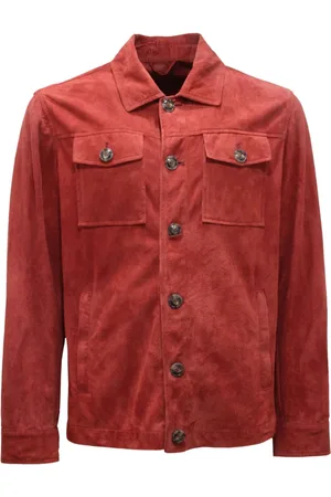 BARBA Jassen, Heren, Rood, L, Suède, Napoli Noli Suède Jas Made in Italy