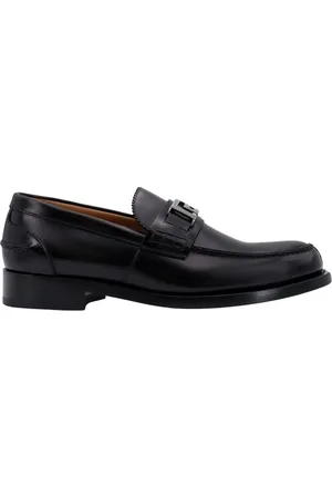 VERSACE Schoenen, Heren, Zwart, 40 EU, Leer, Platte schoenen Zwart Leer Made in Italy