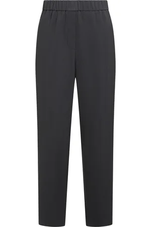 PESERICO SIGN Broeken, Dames, Grijs, L, Rayon, Elegante Viscose Broek met Zakken