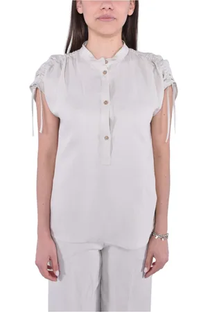 Woolrich Blouses & Shirts, Dames, , S, Linnen, Linnen blouse met korte mouwen