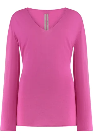 Rick Owens Truien, Dames, Roze, XS, Wol, Wollen trui met rauwe randen