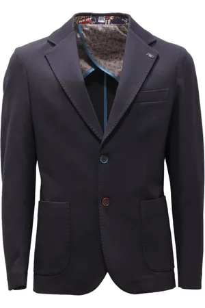 BOB der Bär Jassen, Heren, Blauw, S, Navy Viscose Blend Jas Gemaakt in Italië