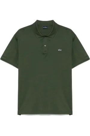 Paul & Shark Tops, Heren, Groen, S, Olijfgroene Korte Mouw Sweater